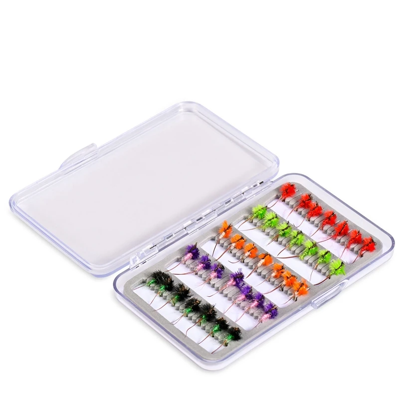 Fly Fishing Bait Set With Box Small Fly Hook Flying Insect 5 Colors 35Pcs Lure Fly Fishing Bait