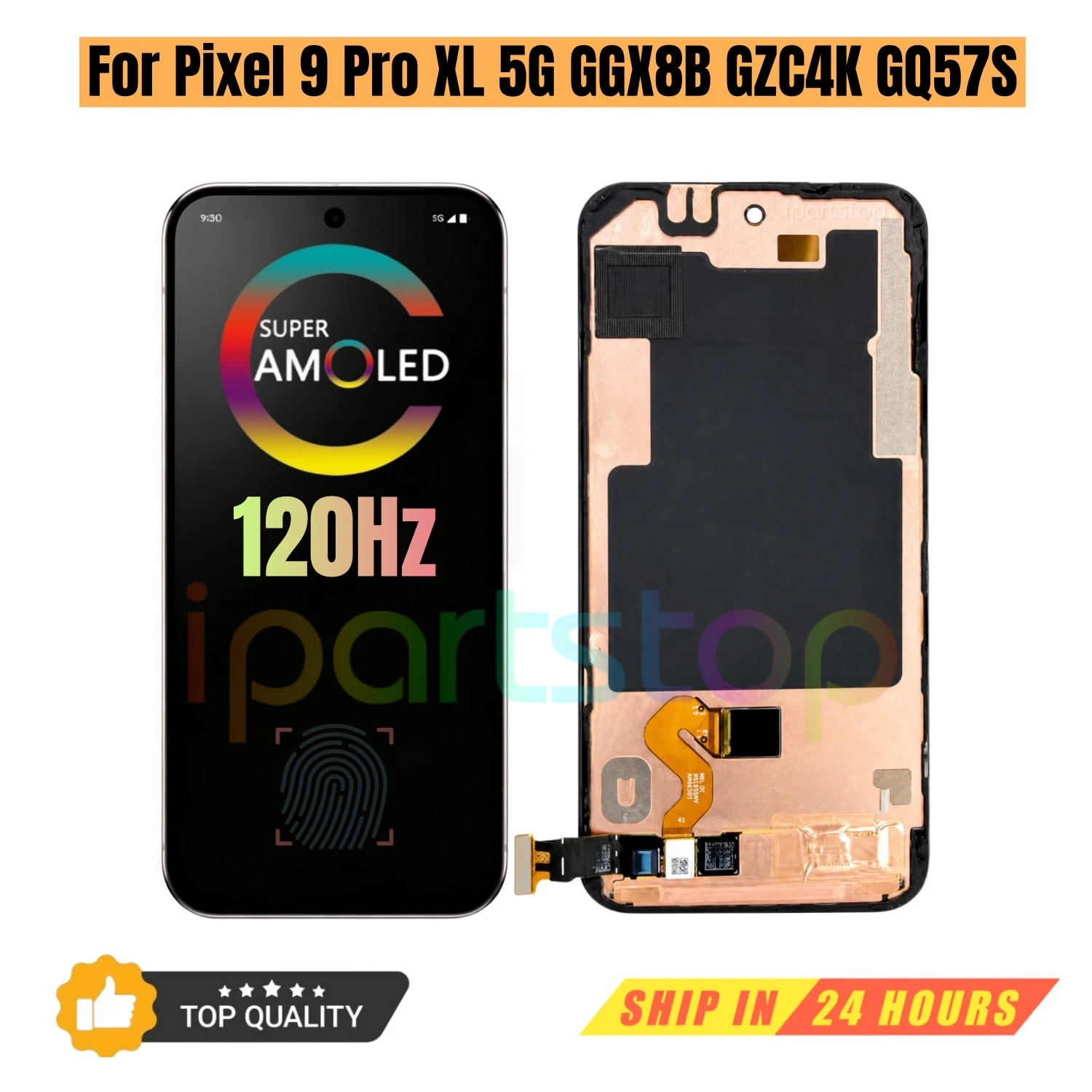 iParts Replacement Display for Google Pixel 9 Pro XL 5G GGX8B GZC4K GQ57S 120Hz LTPO OLED Touch Screen with Frame Assembly OEM