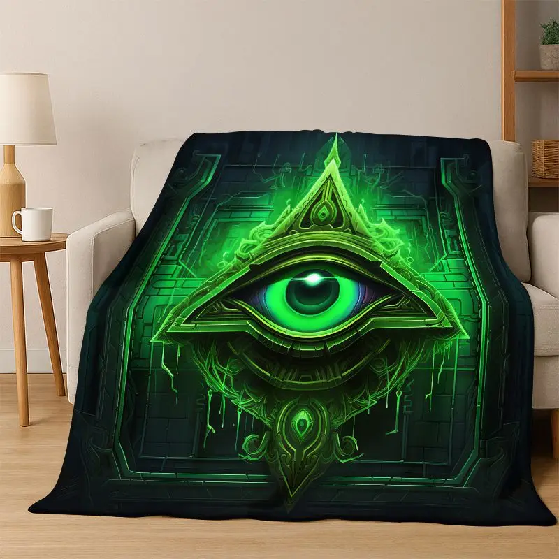 Freemasonry Eye of Providence Evil Eye Nazar Eye of Horus Flannel Blanket Throw Blanket for Bedroom Living Room Bed Travel Gift