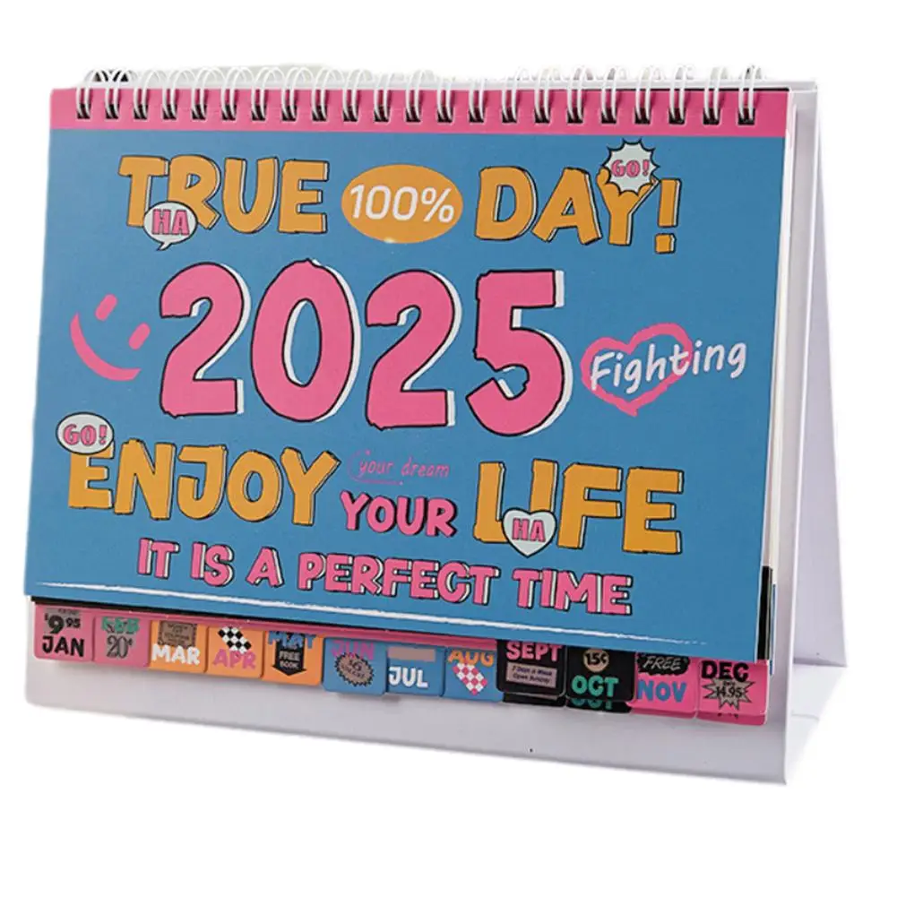 Desktop Calendar Self-Probe Punch Card, para fazer a lista Planner, Casa e material de escritório, K2b1, 2025