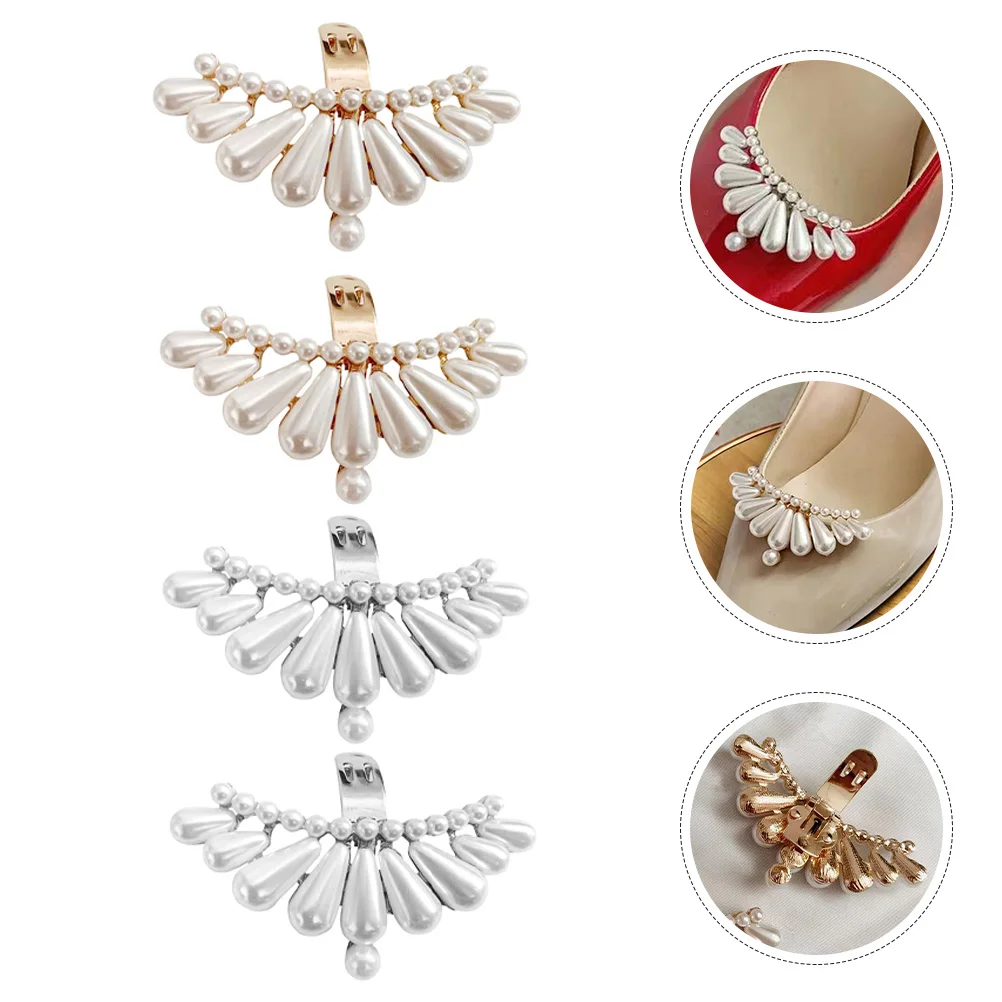 

Pearl Rhinestone Shoe Clips Detachable Crystal Charms Bridal Wedding Accessories Women'S Elegant Flower Buckle Decorative