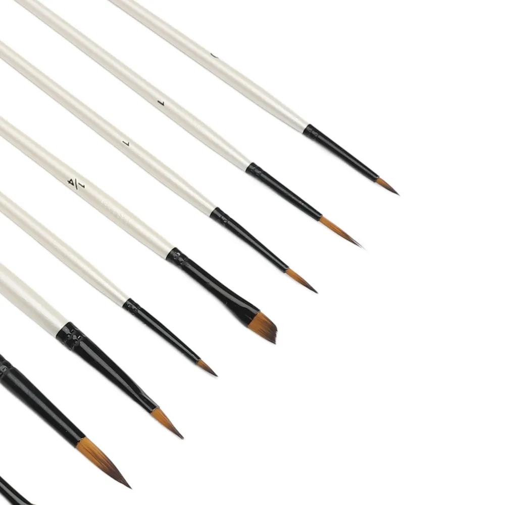 12PCS Nylon Paint Brush Set Assorted Portable Oil Paint Brush Set White Handle Artist Paint Brush Set Watercolor Base Coating
