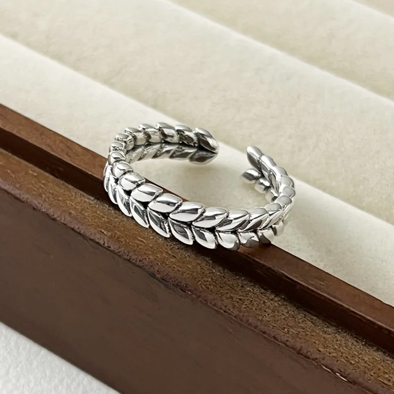 925 Sterling Silver Wheat Stackable Aesthetic Rings For Women Vintage Luxury Jewelry Wholesale Jewellery Argent 925