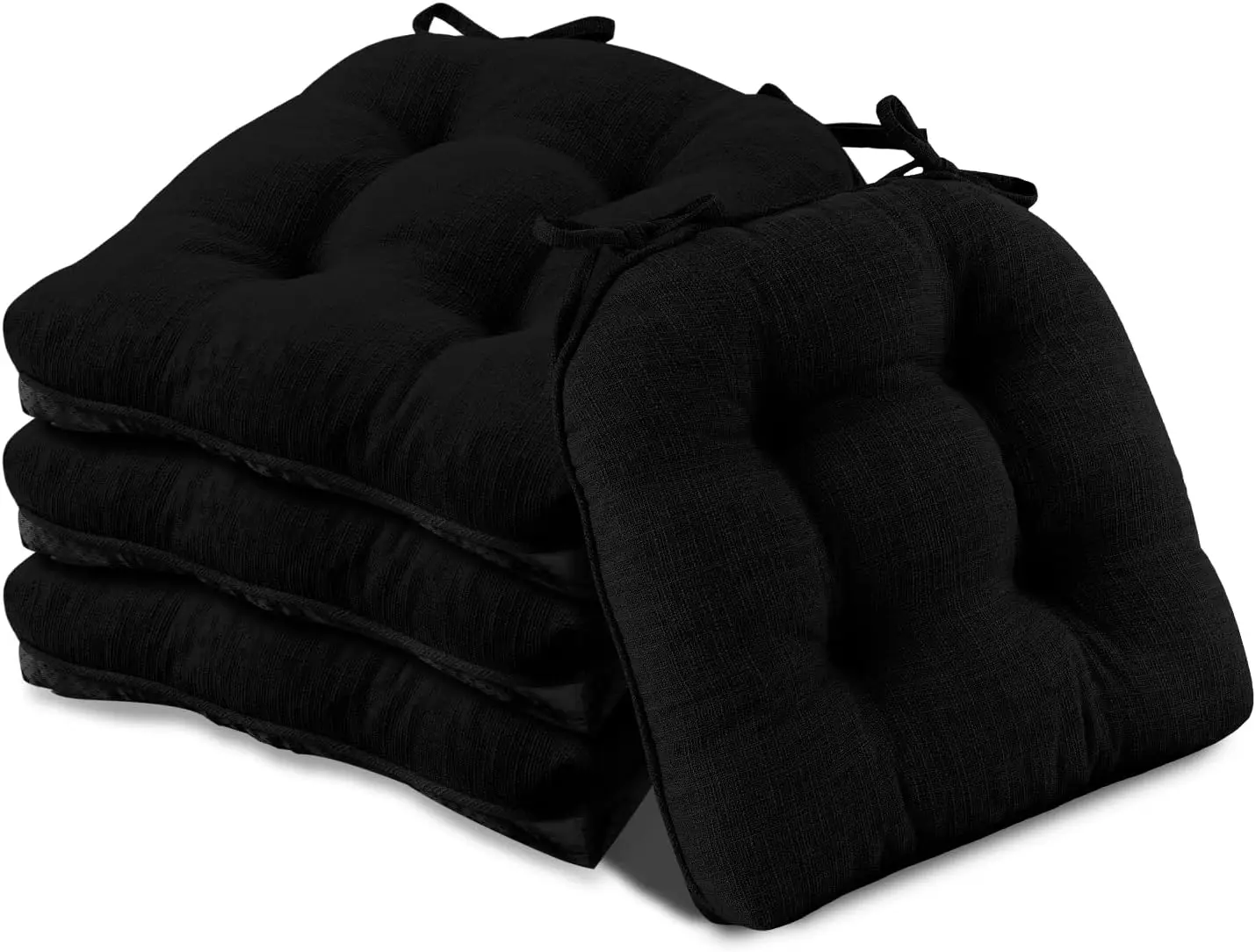 

Комплект из 4 подушек для обеденных стульев с нескользящей подложкой и завязками, подушечки с тафтингом длиной 15,5x15,5 дюймов черного цвета