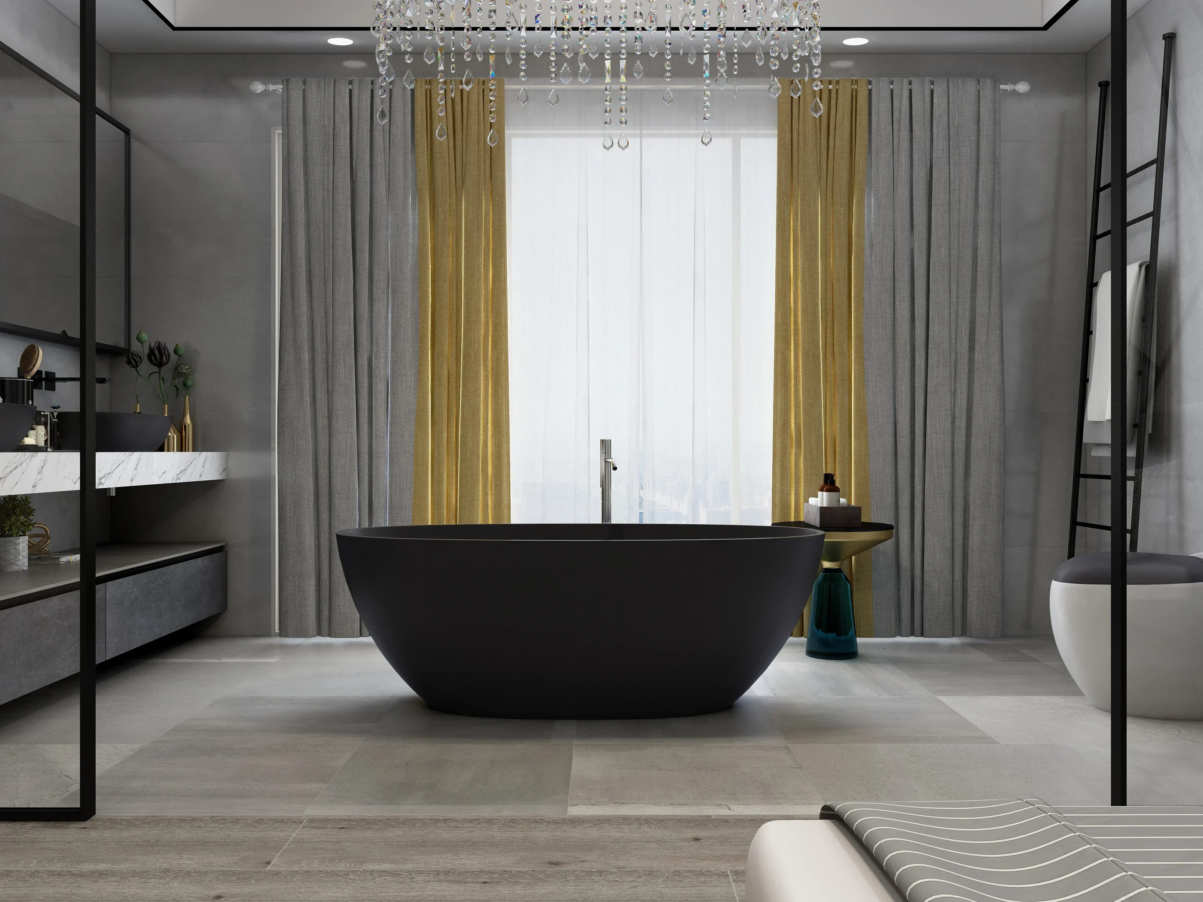 European Style Large Acrylic Material Bathtub, Freestanding Bathtub, High-value Comfortable Soaking Experience