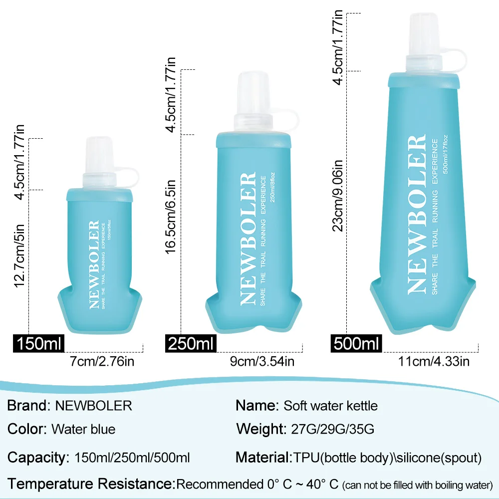 NEWBOLER 150/250/500ml Outdoor Collapsible Silicone Bite Size Water Bottle Running Camping Hiking Travel Convenient Water Bottle