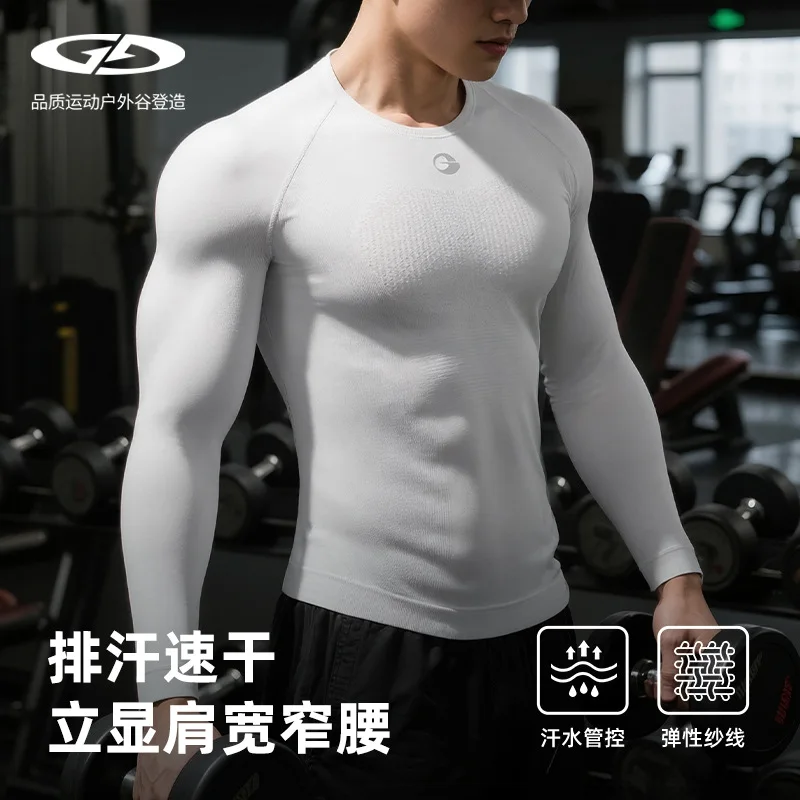 秋と冬のメンズジムトレーニングスーツスポーツ速乾性服通気性高弾性大型ランニングとサイクリングスーツ