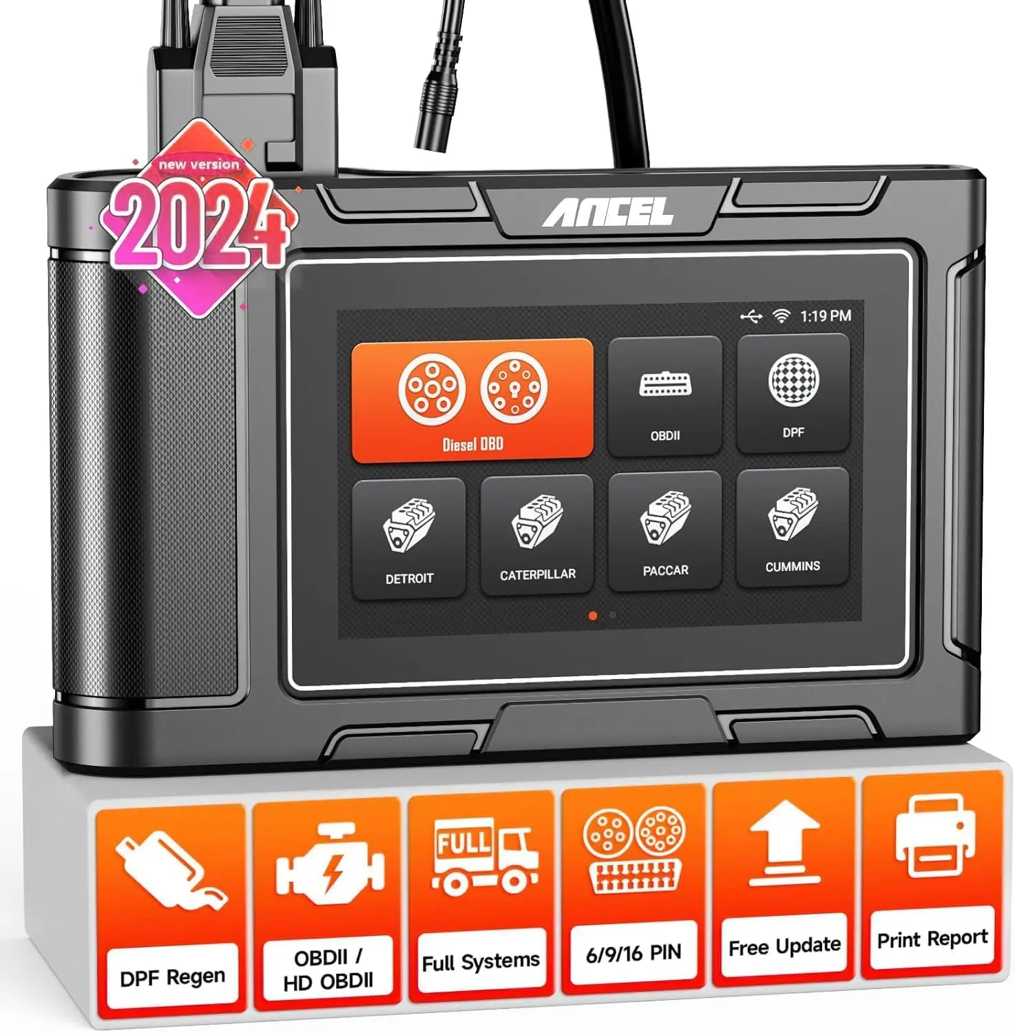 ANCEL HD3400 DPF Regen Heavy Duty Truck Diagnostic Scanner Support 12V/24V OBD2 Car Code Reader All System Diesel Truck Scanner