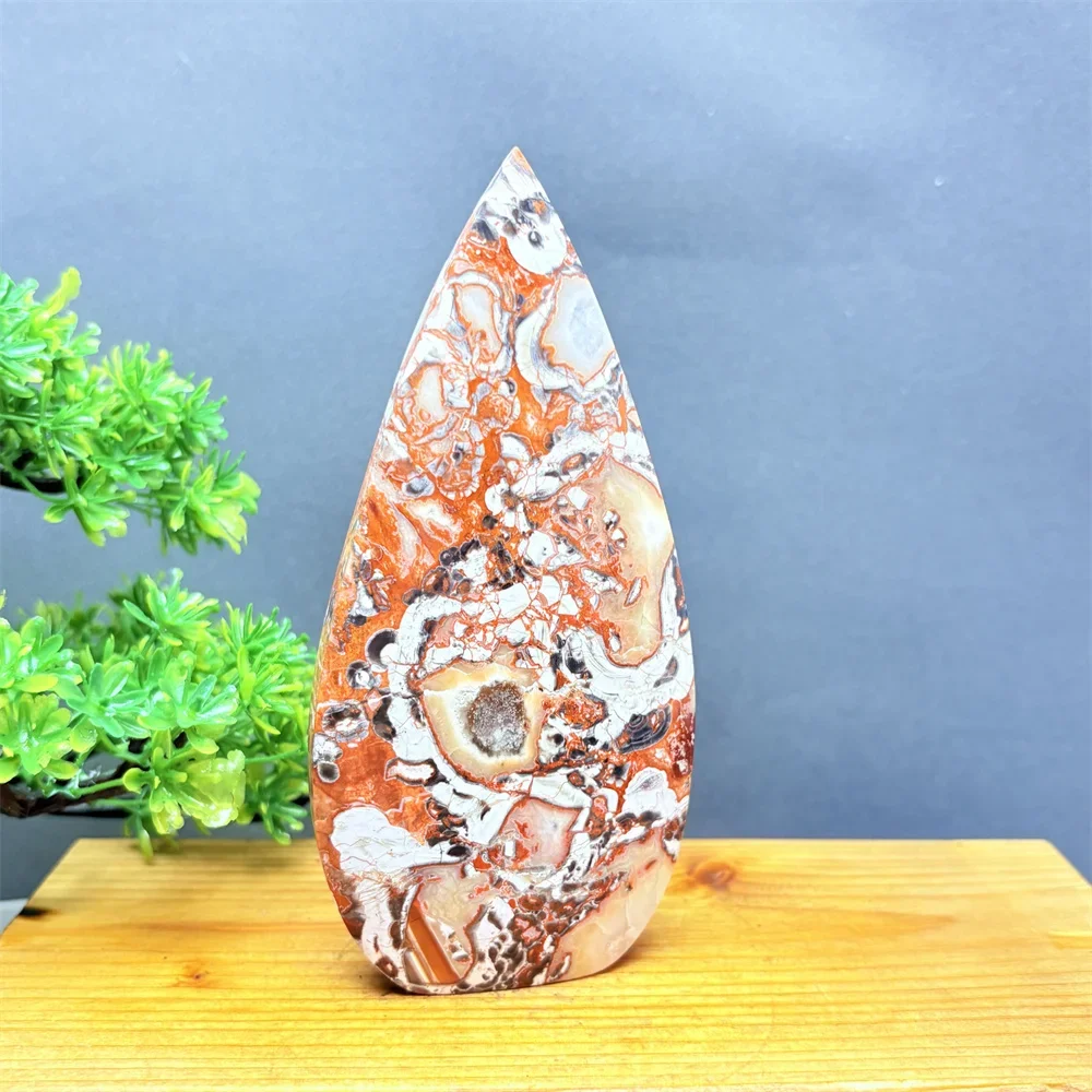 Natural Money Agate Free Form Striped Pattern Energy Crystal Room Decor Feng Shui Gift - Torch Shape Mineral Stone
