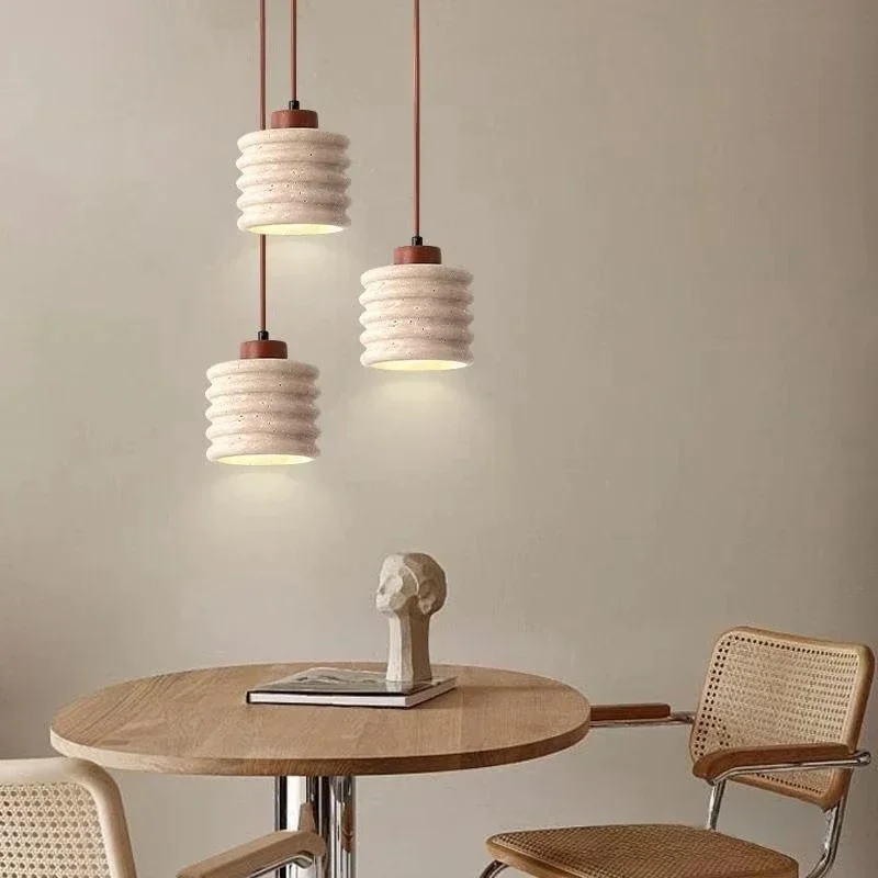 

Japanese Natural Yellow Stone Bedroom Bedside Chandelier Retro Homestay Restaurant Designer LED Pendant Lamp Art Decor Lighting