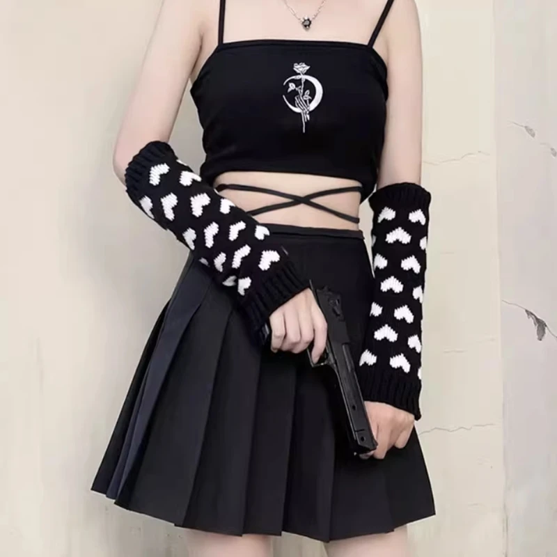 달콤한 소녀 로리타 레그 워머 여성용 롱 삭스 니트 발 커버 팔 워머 가을 겨울 크로셰 힙 삭스 고딕 부츠 커프스