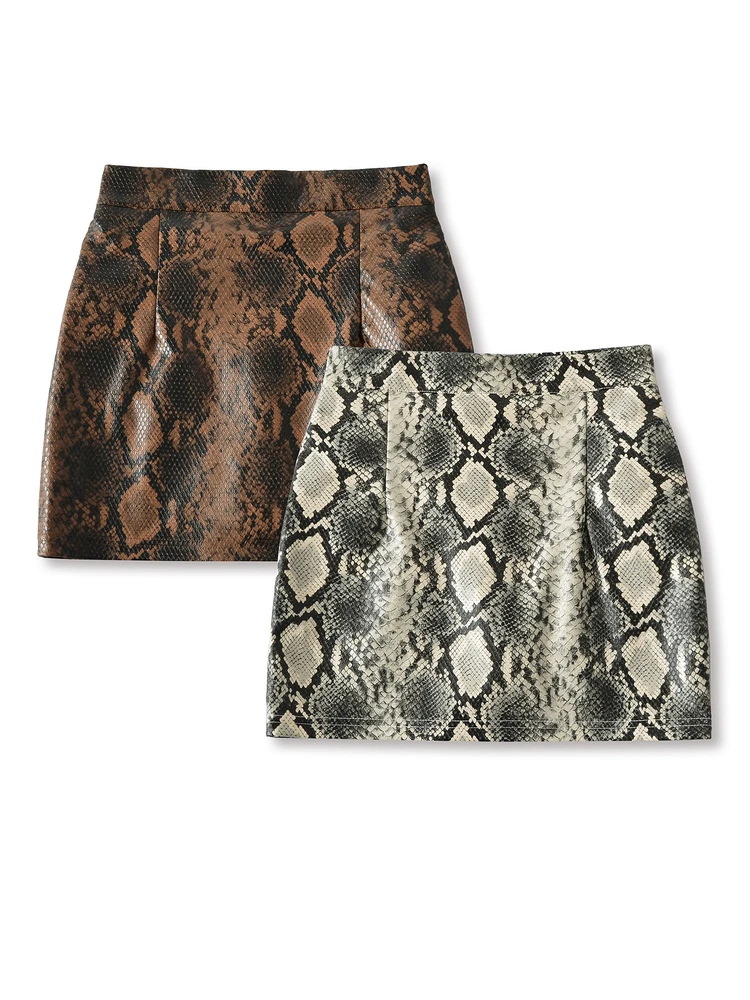   Falda con estampado de serpiente Corte en A Corte entallado Cintura alta Diseño de cremallera Tela elástica Vintage Wild Sle Faion para mujer