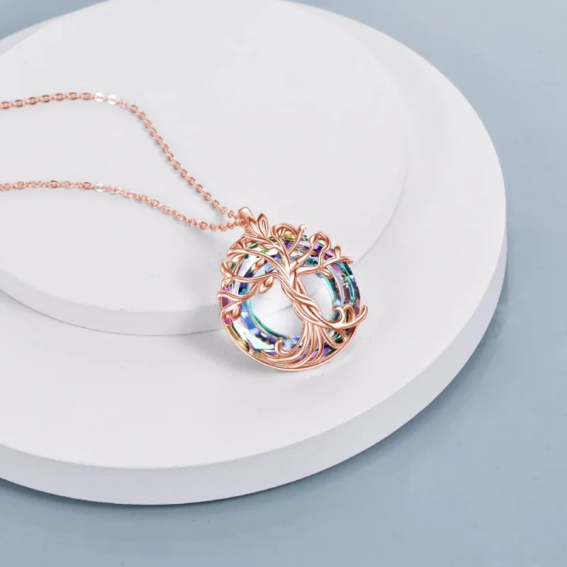 In Stock Cross-Border Hot-Selling Women's Fashion European and American Style Tree of Life Round Pendant Earrings Necklace Jewel