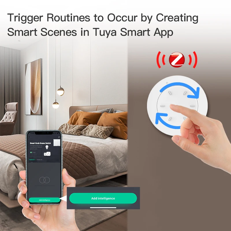 Smart Knob Switch Wireless Scene Button Work with Tuya ZigBee Rotatable Dimmer Switch Home Appliances Automation Linkage Remoter