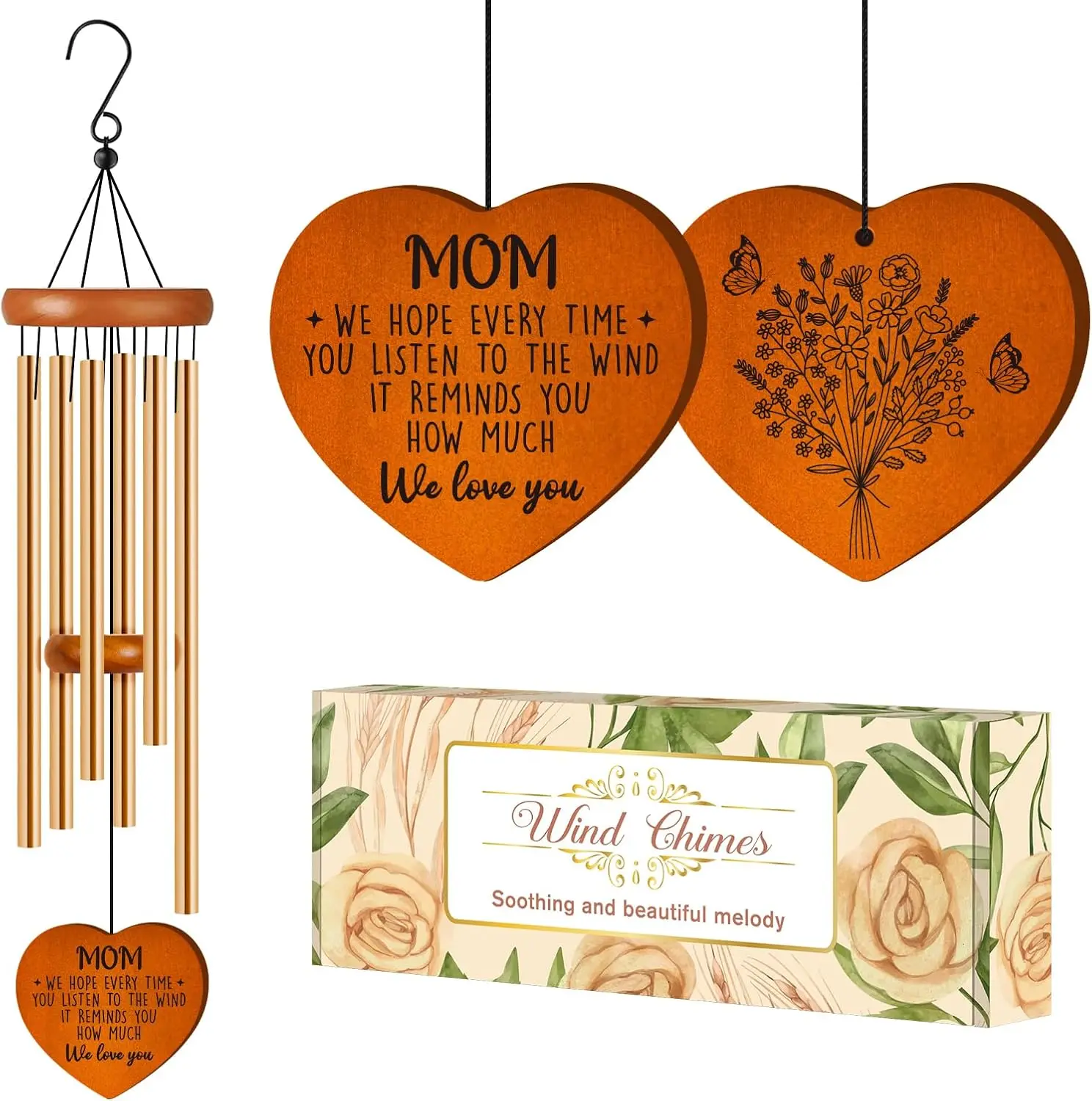 

Wind Chime for Mom, 25.6" Garden Hanging Decor, Birthday Gift from Daughter Son, Unique Mother's Day Christmas Present