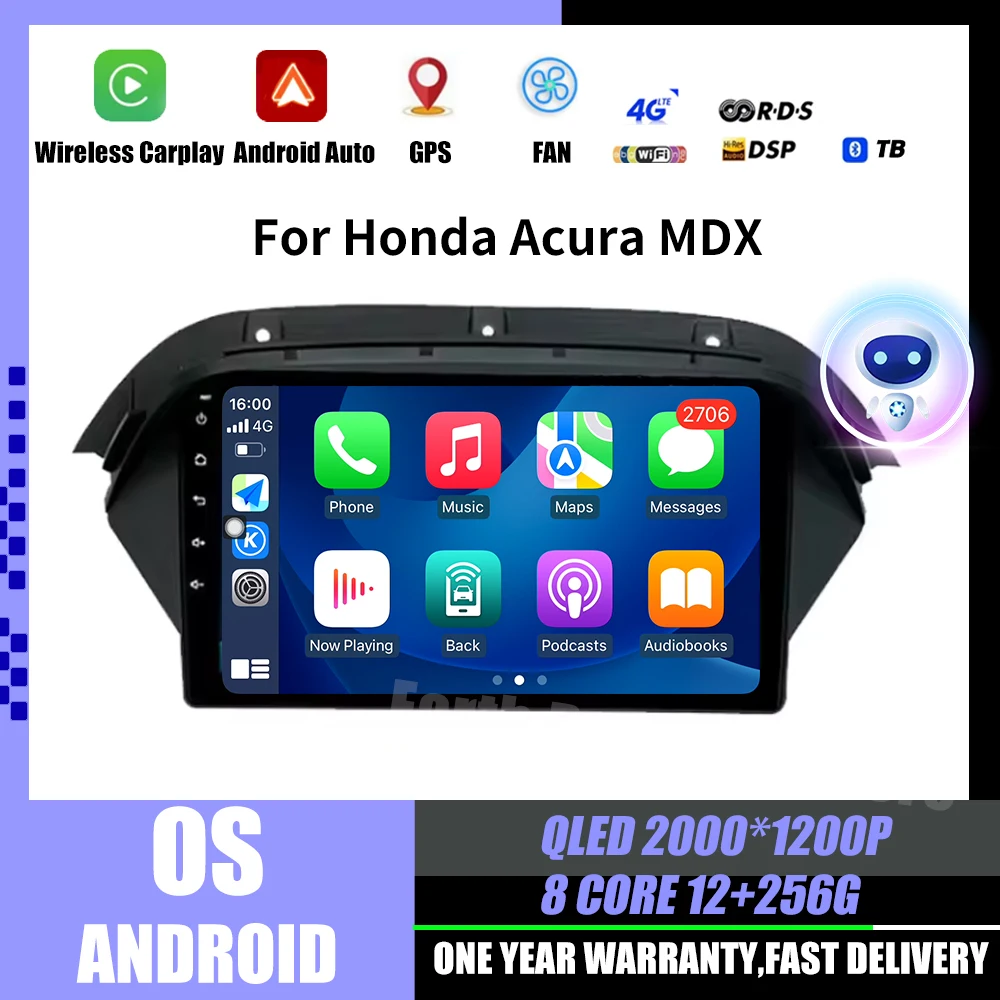

Android 14 Auto Radio For Honda Acura MDX 2007 - 2013 Multimedia Car DVD Monitor Screen Navigation GPS Video Head Unit Dash Cam