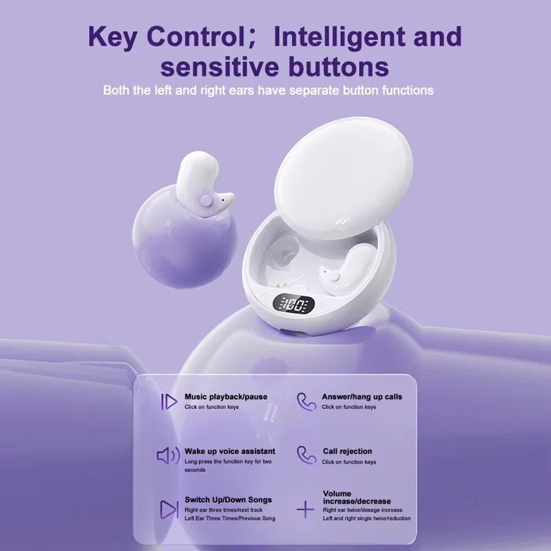 Y36 Bluetooth 5.3 Wireless Headphones TWS In-Ear Invisible Sleep Earbuds With Mic Noise Cancelling Earphones HIFI Music Headset