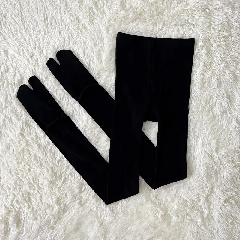 New Year Color High Quality Combed Cotton Split Toe Woman Leggings Black White Comfortable Two-Toed Women Tabi Long Socks Tights
