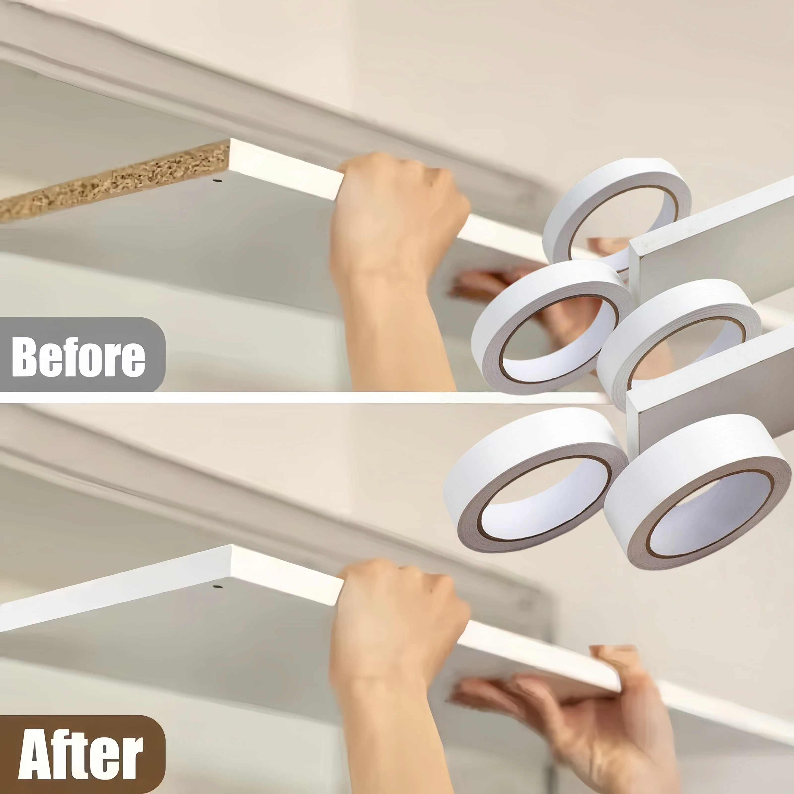 1PC 10m/393.7in White border Thick sticker,peel stick,edge lines,self-adhesive wall decorative strips,cabinets, tables