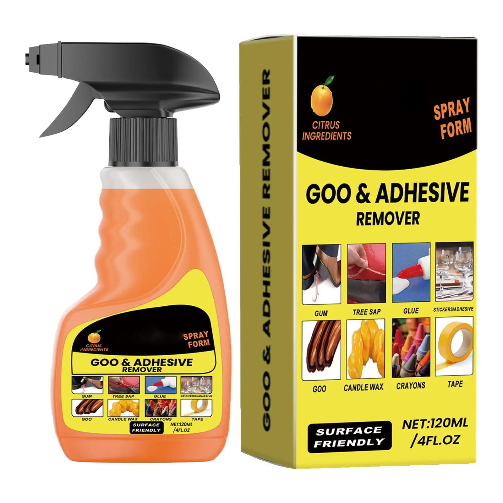 120ml Adhesive Remover Spray Car Adhesive Remover Glue Cleaner Odorless Liquid Decal Cleaning Solution for Wall Workshop Desk