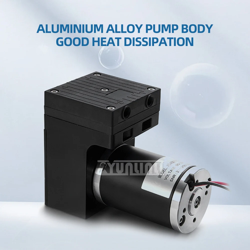 Oil-free Diaphragm Vacuum Pump Micro Air Pump 12/24V Aluminum Alloy Pump Body 58L/M 100W 1bar Gas Sampling Micro Diaphragm Pump