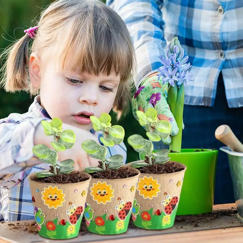 Handmade Garden Paper Craft Kit Flower Pot with Domes - Classroom Activity Sheets And Stickers Included for Creative Gardening