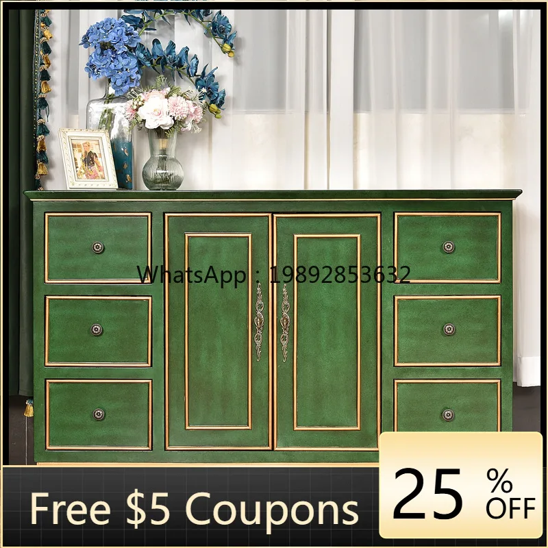 

YFY American Country Style Entryway Cabinet Solid Wood Vintage Look Foyer Entryway