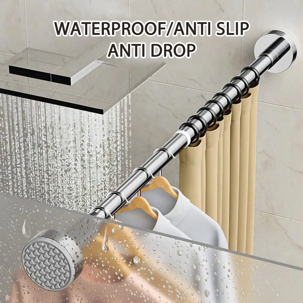 Adjustable Curtain Rod Multi Purpose Non-slip Spring Telescopic Rod Metal Strong Bearing Capacity Clothes Hanging