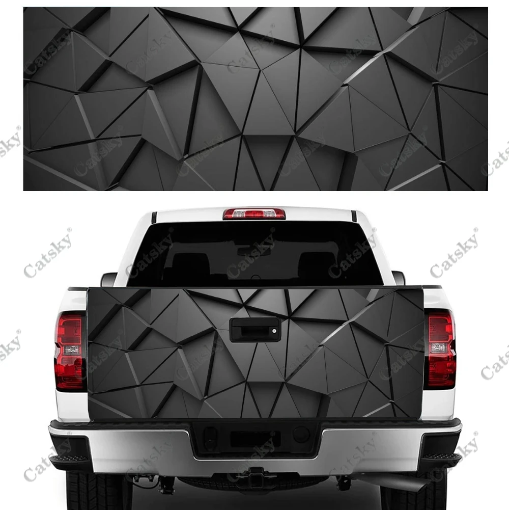 Gray Abstract Geometry Print Car Accessories Tail Trunk Protect Vinly Wrap Sticker Decal Hood Engine Cover for SUV Pickup Truck