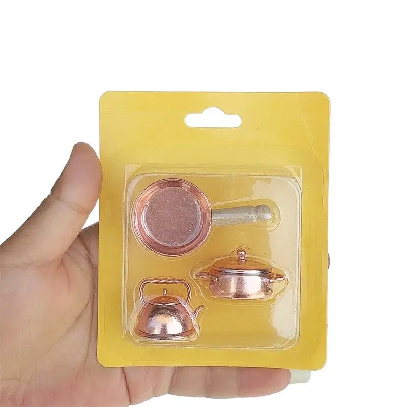 3 unids/set casa de muñecas sartén sopa tetera conjunto muñeca hogar cocina utensilios de cocina decoración casa de muñecas accesorios de escena de vida