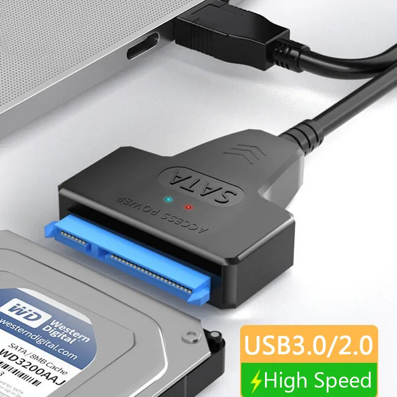 Cable SATA a USB 3,0 2,0 de hasta 6 Gbps para disco duro SSD HDD externo de 2,5 pulgadas adaptador SATA 3 de 22 pines Cable USB 3,0 a Sata III