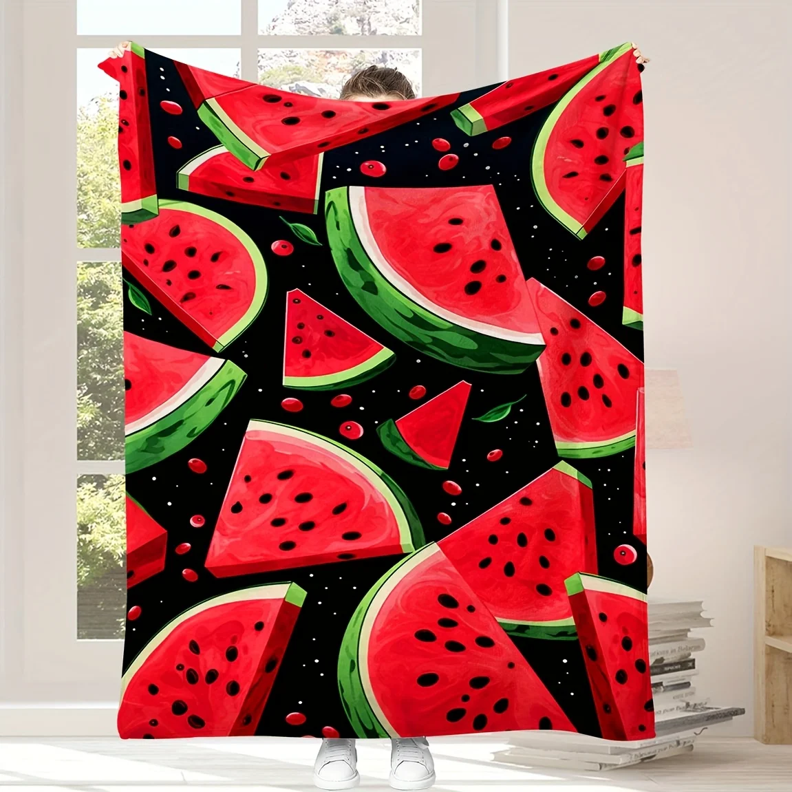 1pc Watermelon Element Print Blanket, Suitable for Bedroom, Living Room, and Outdoor Use as a Portable Blanket