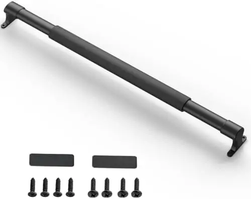 

Adjustable RV Screen Door Handle & Grab Bar – Universal 21.5" to 32" Black Metal & Plastic Crossbar for Camper Entry