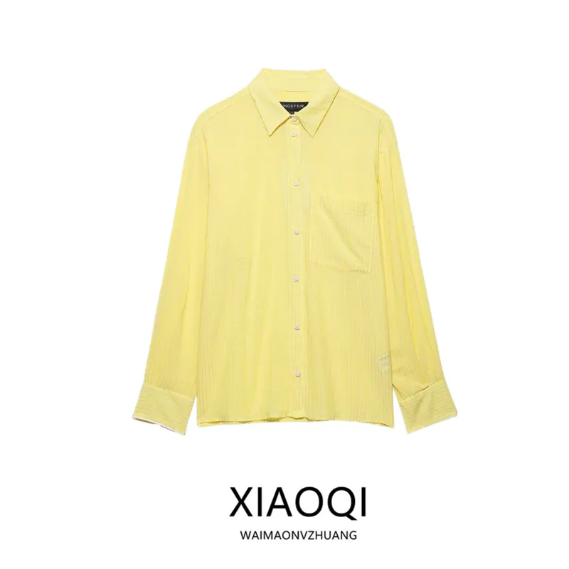 

Spring 2025 Women's Loose Fit Cotton Striped irt Long Sve New Arrival Versatile Drapey Sle Faionable Ladies' irt