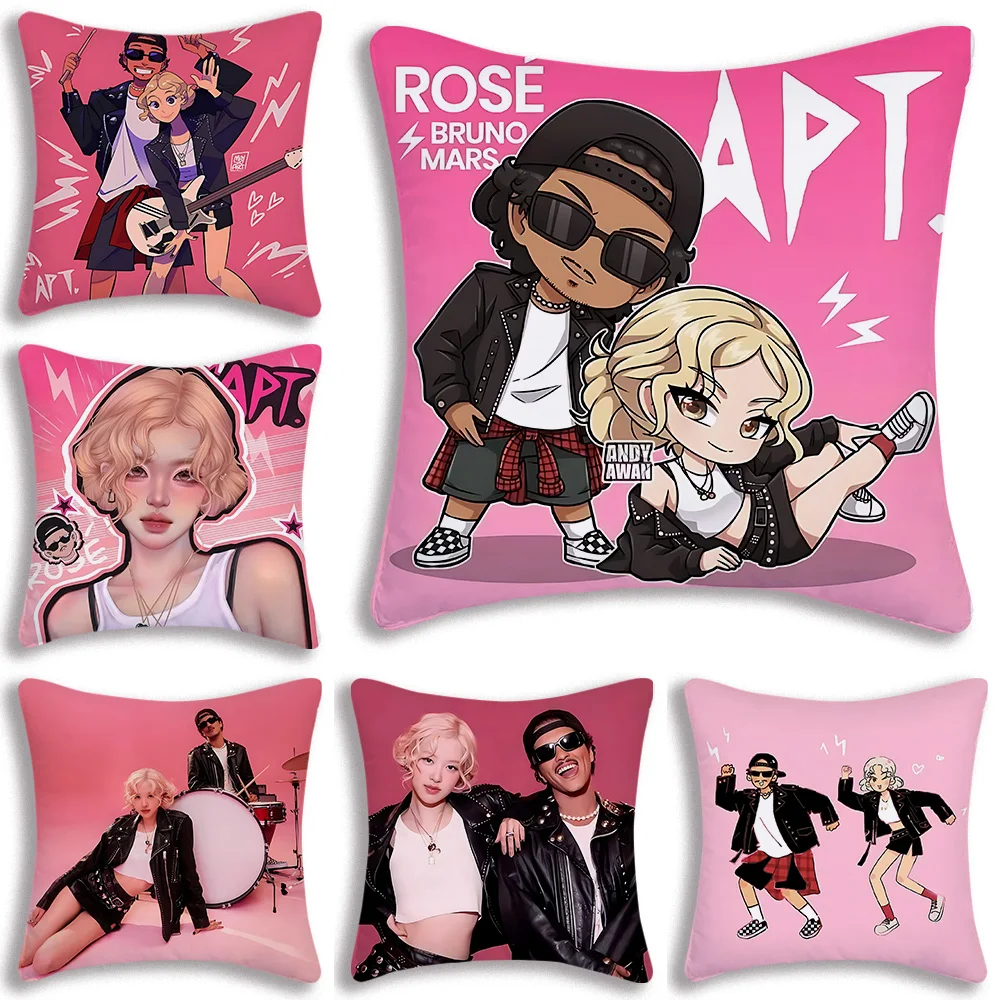 Pillow Covers Cartoon Singer Brunos Mars Apt-RoseEs Sofa Decorative Home Double-sided Printing Short Plush Cute Cushion Cover