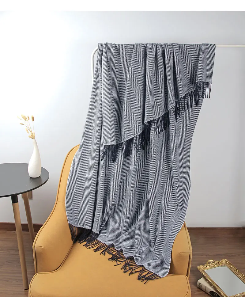 Wolldecke, Schal aus reiner Wolle, Fleece-Strickdecke, weiche Wolldecke, tragbarer, warmer Schal, Schal, Heim- und Autoabdeckung, Dekoration – Detail 25