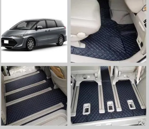 

Custom full set car floor mats + trunk mat for Right hand drive Toyota Estima 2022-2006 7 8 seats non-slip carpets