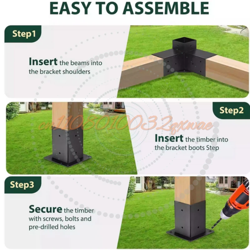Bestseller Outdoor Pergola Bracket 4 × 4 6 × 6 Corner Bracket, Pergola Bracket, Steel and Wood Combination