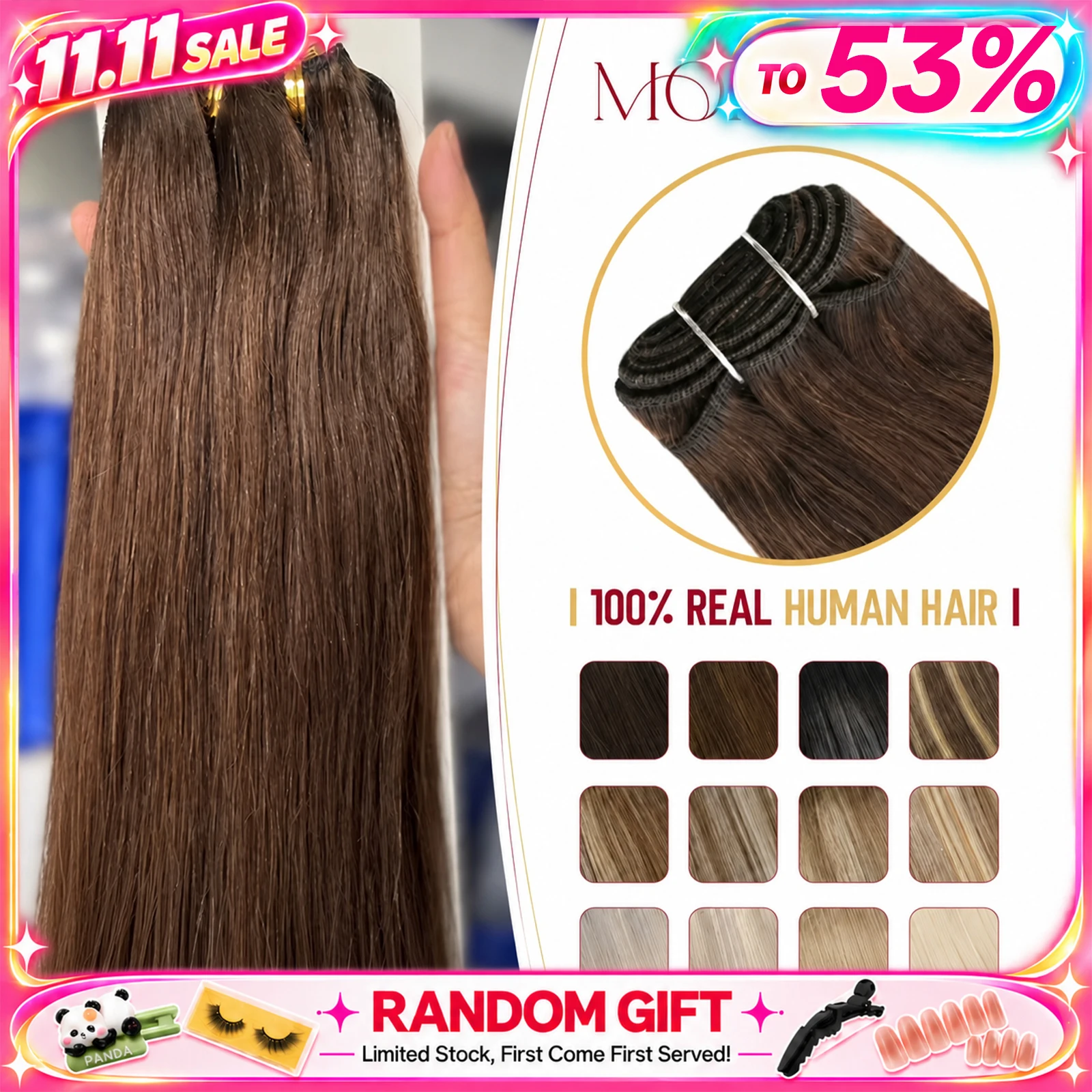 Moresoo Human Hair Bundles Wefts Sew in Blonde Black Ombre 100G/Set Remy Brazilian Straight Hair Bundles Invisible Extensions
