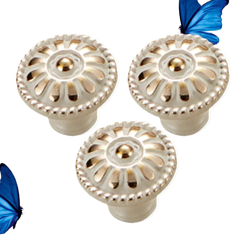 

3Pcs Alloy Cabinet Handle Stylish Drawer Knob for 6041 Ivory White Cabinet Knob Drawer Knobs