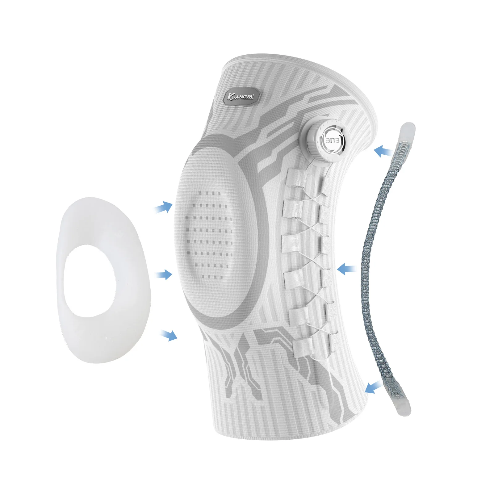 

Kuangmi Smart Knob Knee Brace with Patella Gel Pad and Lateral Stabilizer, Compression Knee Brace for Exercise (Single), KMh752