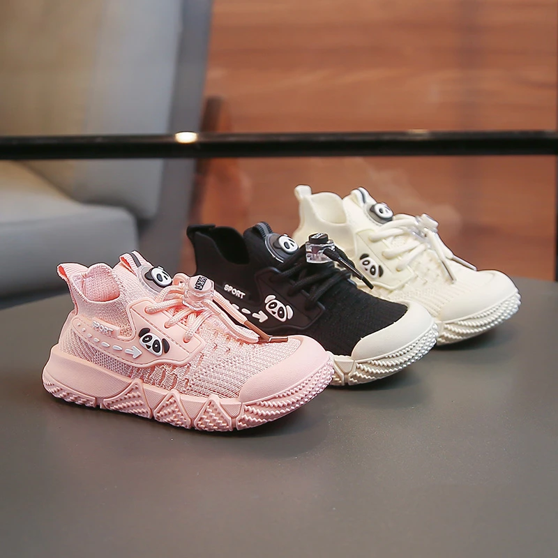 

Удобные детские кроссовки Four Seasons с милым дизайном панды, сетчатые, с противоскользящей подошвой, для повседневной носки и прогулок на улице, для малышей.