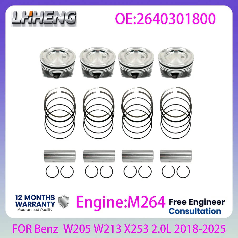 M264 ENGINE Piston With Ring Set For Mercedes Benz C E GLC GLE S Class W205 W213 X253 2.0L 2.0 L T L4 GAS 2018-2025 2640301800