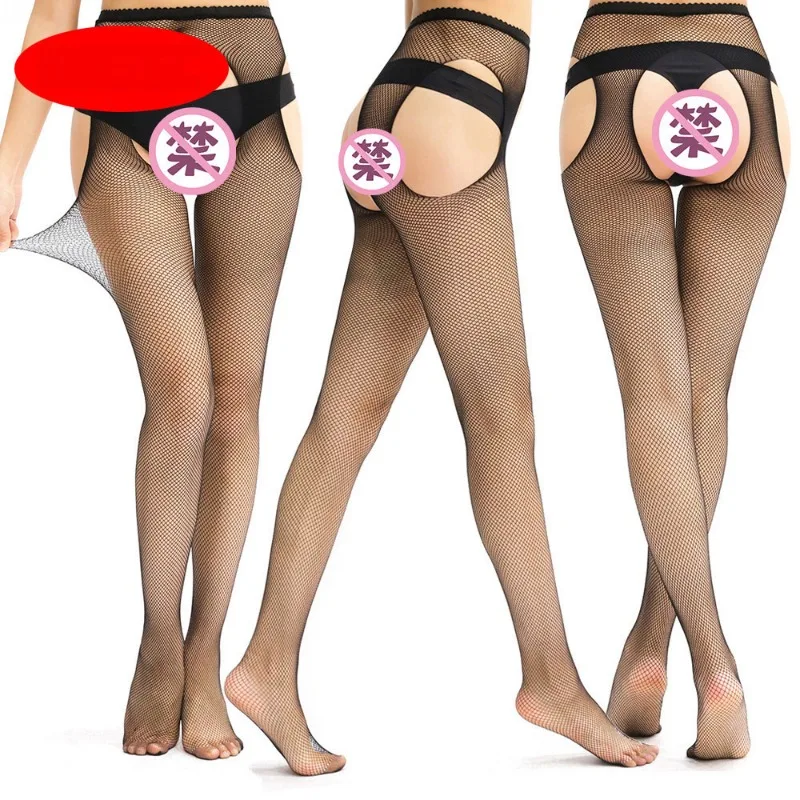 Women's Sexy Hollow Out Stocking Sexy Pantyhose Black Mesh Open Crotch Hosiery Female Long Fishnet Stockings image 5