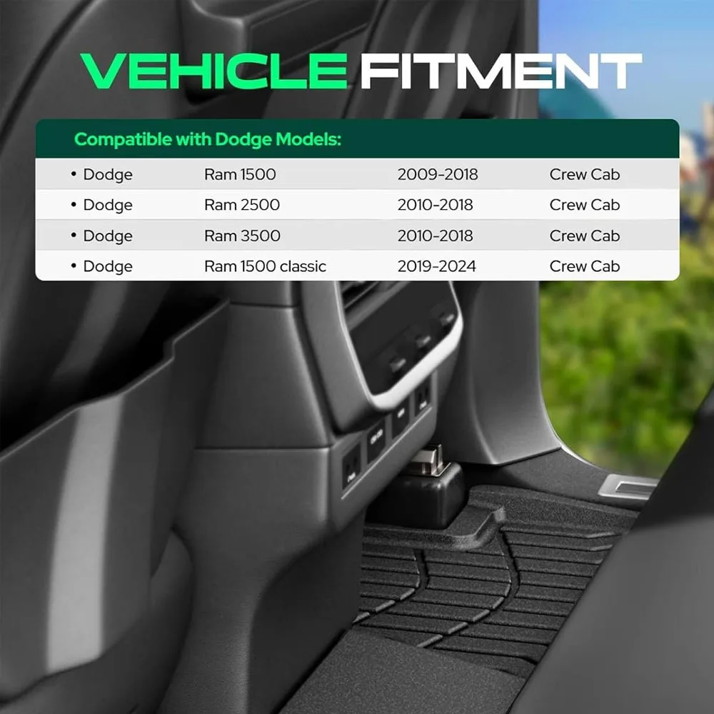 3PCS High Quality Automotive Floor Mats For Dodge Ram 1500 2500 3500 2009-2018 Quad Cab  Dodge Ram 1500 2019-2024 Classic Quad Cab All Weather Waterproof Heavy Duty TPE Car Mats Flexible Floor Liners - view 2