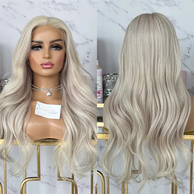 

High Quality Wig 13x4 Ombre Icy Platinum Blonde Soft HD Lace Front Wig Natural Body Wave Wigs Wear and Go Glueless Synthetic Wig