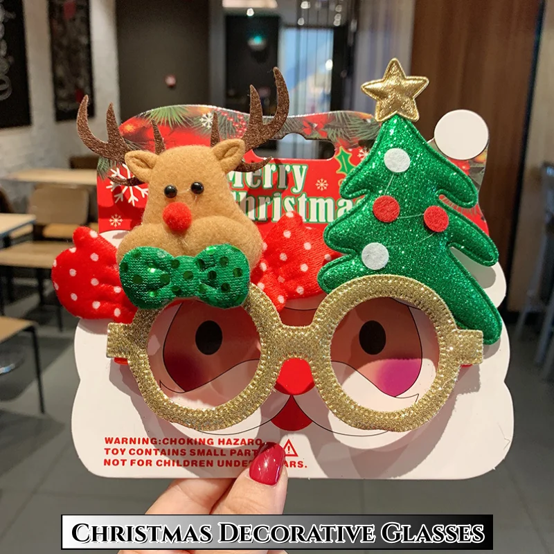 

Funny Christmas Glasses Frame for Men and Women Cute Snowman Elk Christmas Tree Decoration Party Performances Photography Props