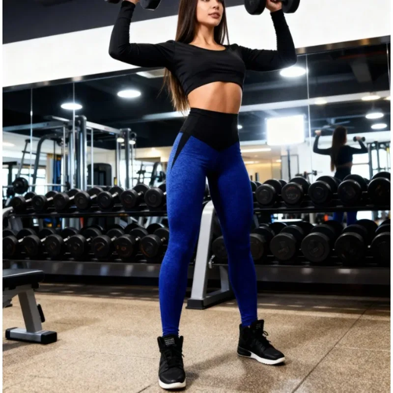 

Krisnanas Contrast Color Women Pants Wrap Fitness Butt Lifting Leggings High Waist Exercise Gym High Strecth Trousers 60759