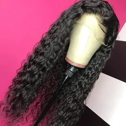 Black Long Curly Lace Front 13*3 Wigs for Black Women Long Deep Wave Synthetic Wigs with Baby Hair Heat Resistant Fiber Glueless