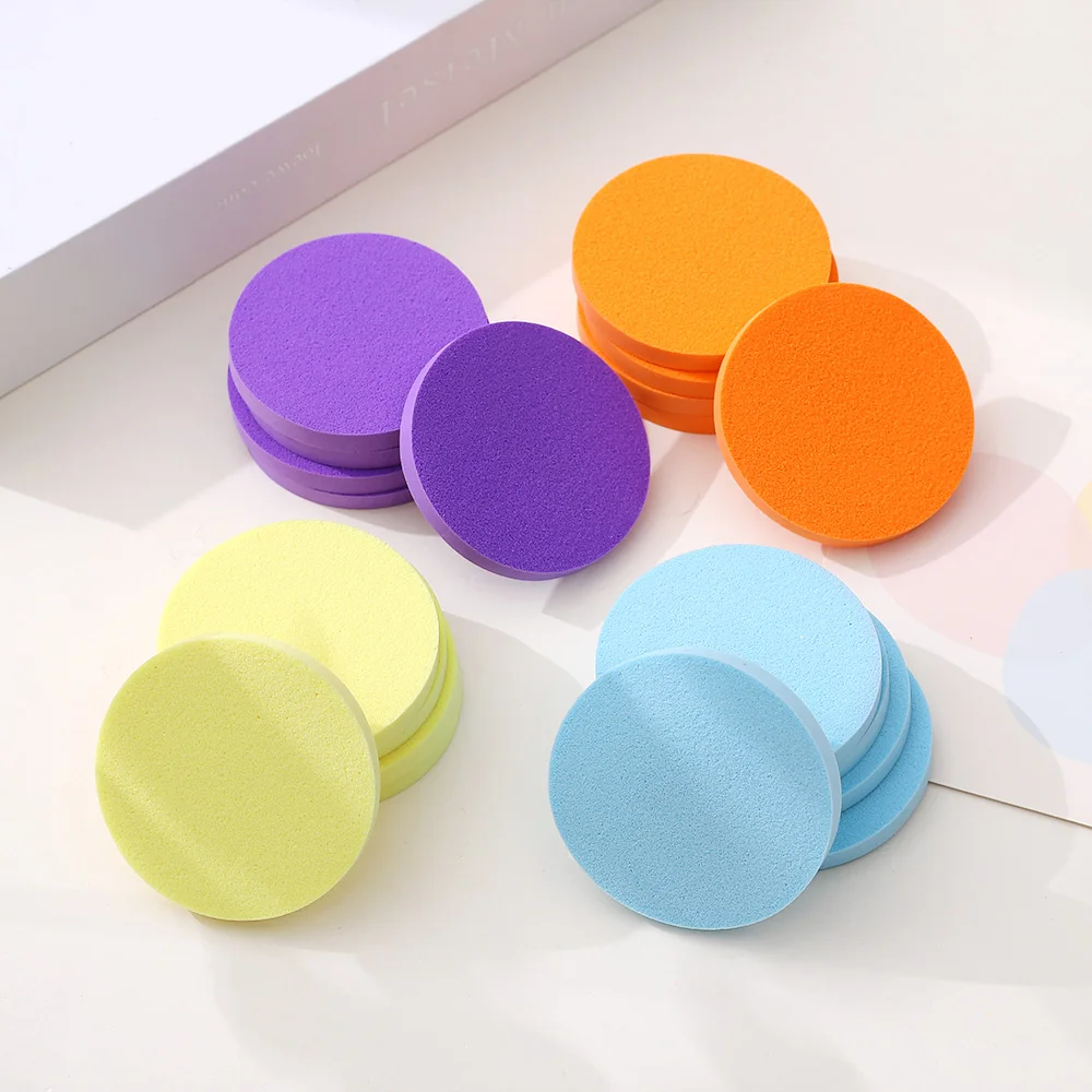 

5Pcs/Set New Candy Color Cosmetic Puffs Disposable Wet and Dry Small Round Makeup Remover Cotton Powder Puff Wholesale
